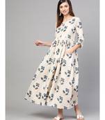 Cream Floral Printed Dress