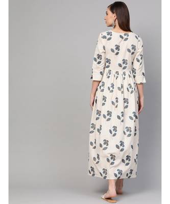 Cream Floral Printed Dress 4