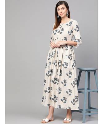 Cream Floral Printed Dress 5