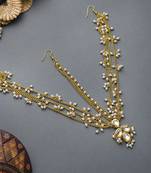 Reeth Kundan Gold Tone With Shell Pearls Multilayered Maatha Patti