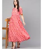 Coral Printed Cold Shoulder Dress