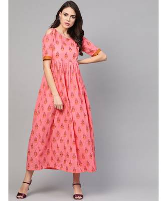 Coral Printed Cold Shoulder Dress 3