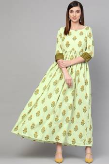 Green Boota Frilled Dress