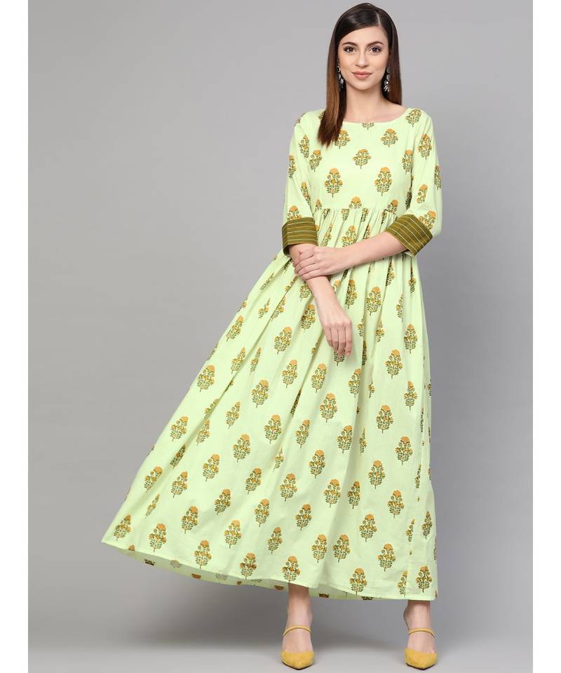 Green Boota Frilled Dress
