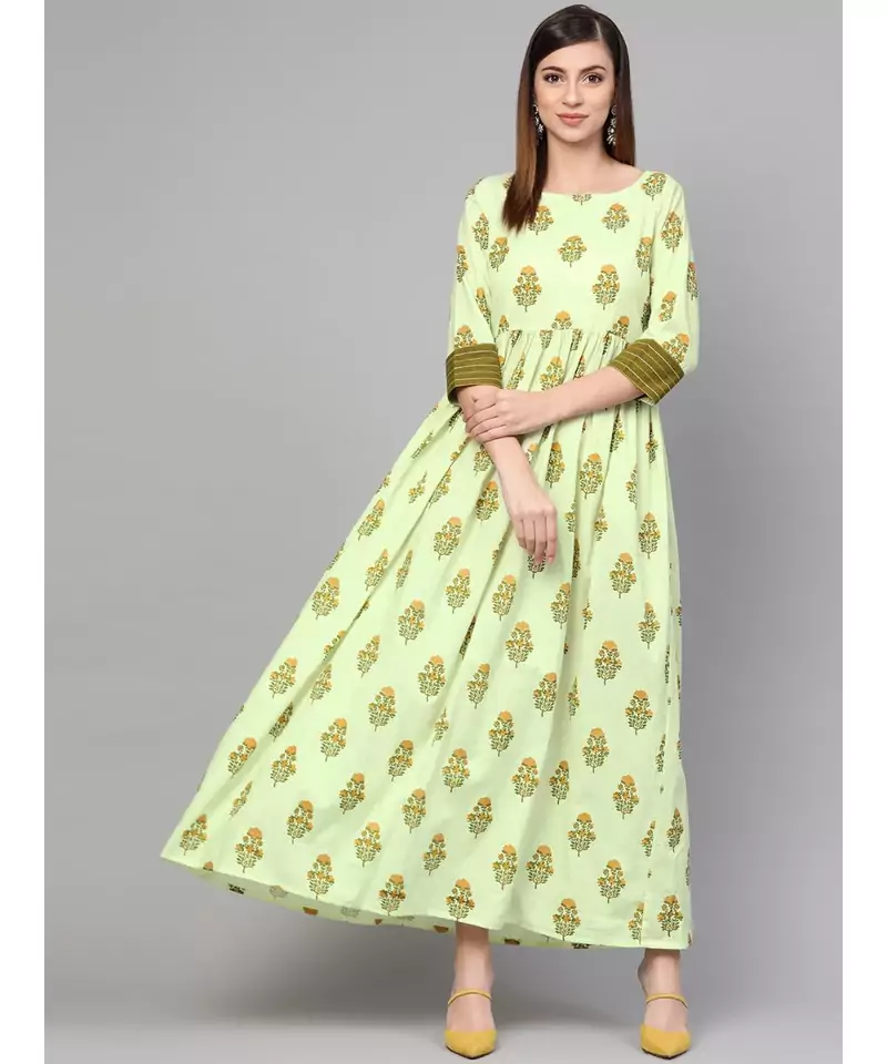 Green Boota Frilled Dress