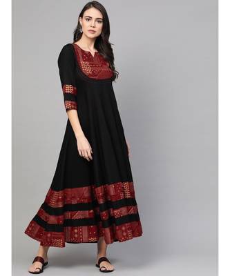 Black And Maroon Anarkali Dress 3