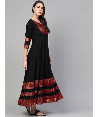 Black And Maroon Anarkali Dress 4