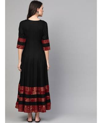 Black And Maroon Anarkali Dress 5