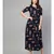 Navy Blue Printed Cold Shoulder Dress