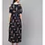 Navy Blue Printed Cold Shoulder Dress