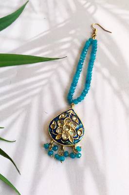 Tahira Turquoise Handcrafted Beaded Mang Tikka 1