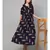 Navy Blue Printed Cold Shoulder Dress