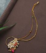 Hanya Red Kundan And Pearls Nosepin