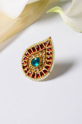 Surbhika Red Polki And Pearls Ring 1