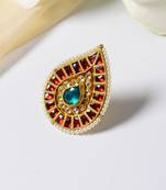 Surbhika Red Polki And Pearls Ring