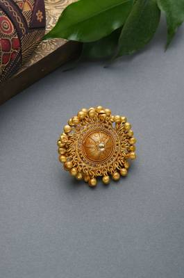Bharti Gold Ghungroos Contemporary Temple Work Ring 1
