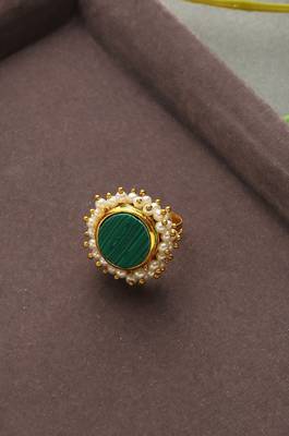 Kaivalya Green Marble And Pearl Cluster Ring 1