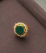 Kaivalya Green Marble And Pearl Cluster Ring