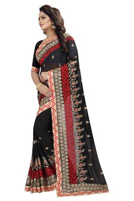 Black Embroidered Georgette Saree With Blouse 2