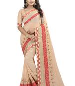 Beige Embroidered Georgette Saree With Blouse