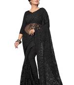 Black Embroidered Net Saree With Blouse