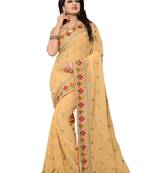 Beige Embroidered Georgette Saree With Blouse