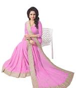 Pink Embroidered Georgette Saree With Blouse