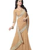 Beige Embroidered Georgette Saree With Blouse