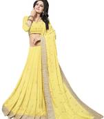 Yellow Embroidered Georgette Saree With Blouse