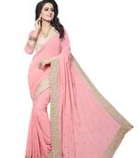Peach Embroidered Georgette Saree With Blouse