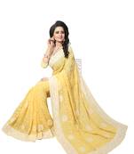 Yellow Embroidered Georgette Saree With Blouse
