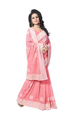 Pink Embroidered Georgette Saree With Blouse 1