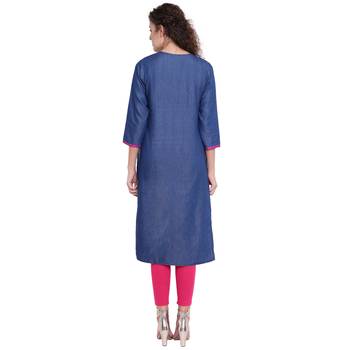 Blue embroidered cotton kurtas-and-kurtis 2