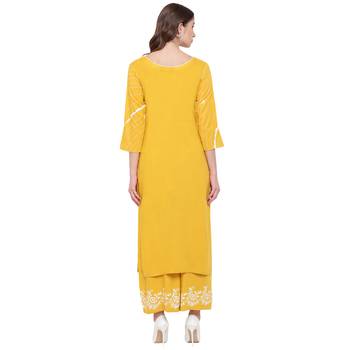 Yellow printed rayon kurtas-and-kurtis 2