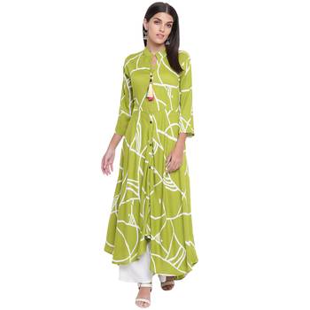 Green printed rayon kurtas-and-kurtis 1