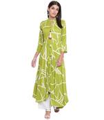 Green printed rayon kurtas-and-kurtis