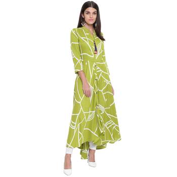 Green printed rayon kurtas-and-kurtis 3