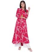 Pink printed rayon kurtas-and-kurtis