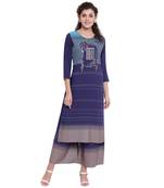 Blue printed rayon kurtas-and-kurtis