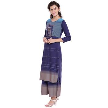 Blue printed rayon kurtas-and-kurtis 3