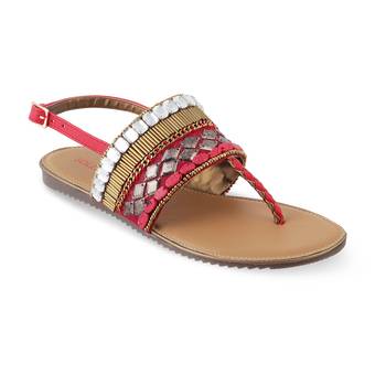 SOLE HEAD Red Flat Sandal  1