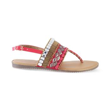 SOLE HEAD Red Flat Sandal  2