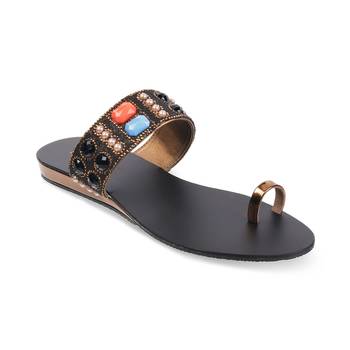 SOLE HEAD Black Flat Women Sandal 1