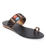SOLE HEAD Black Flat Women Sandal