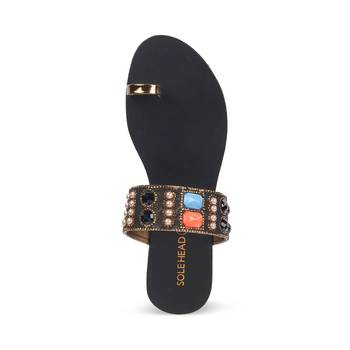 SOLE HEAD Black Flat Women Sandal 4