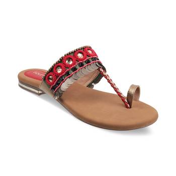SOLE HEAD Red Flat Women Sandal 1