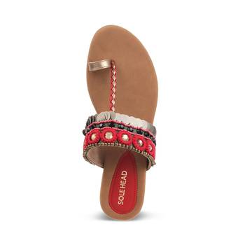 SOLE HEAD Red Flat Women Sandal 4
