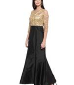 Black embroidered silk blend maxi-dresses