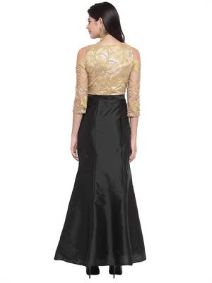 Black embroidered silk blend maxi-dresses 2