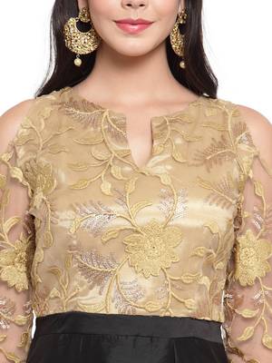 Black embroidered silk blend maxi-dresses 3